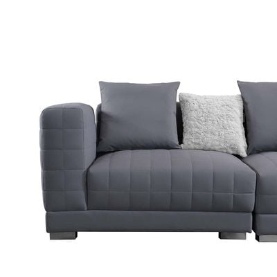 Calgary 4-Seater Fabric Sofa with Stool - Grey - With 5-Year Warranty